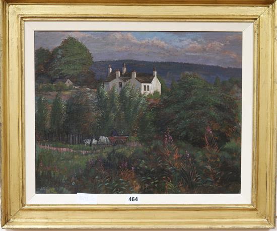 Modern British, oil on board, The White House, label verso, 39 x 50cm.